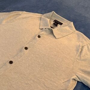 BR Men's short sleeve button down sweater. Lightweight supima cotton